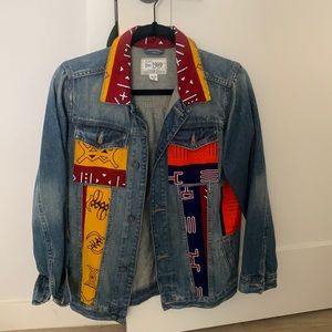 Jean jacket with African inspired print